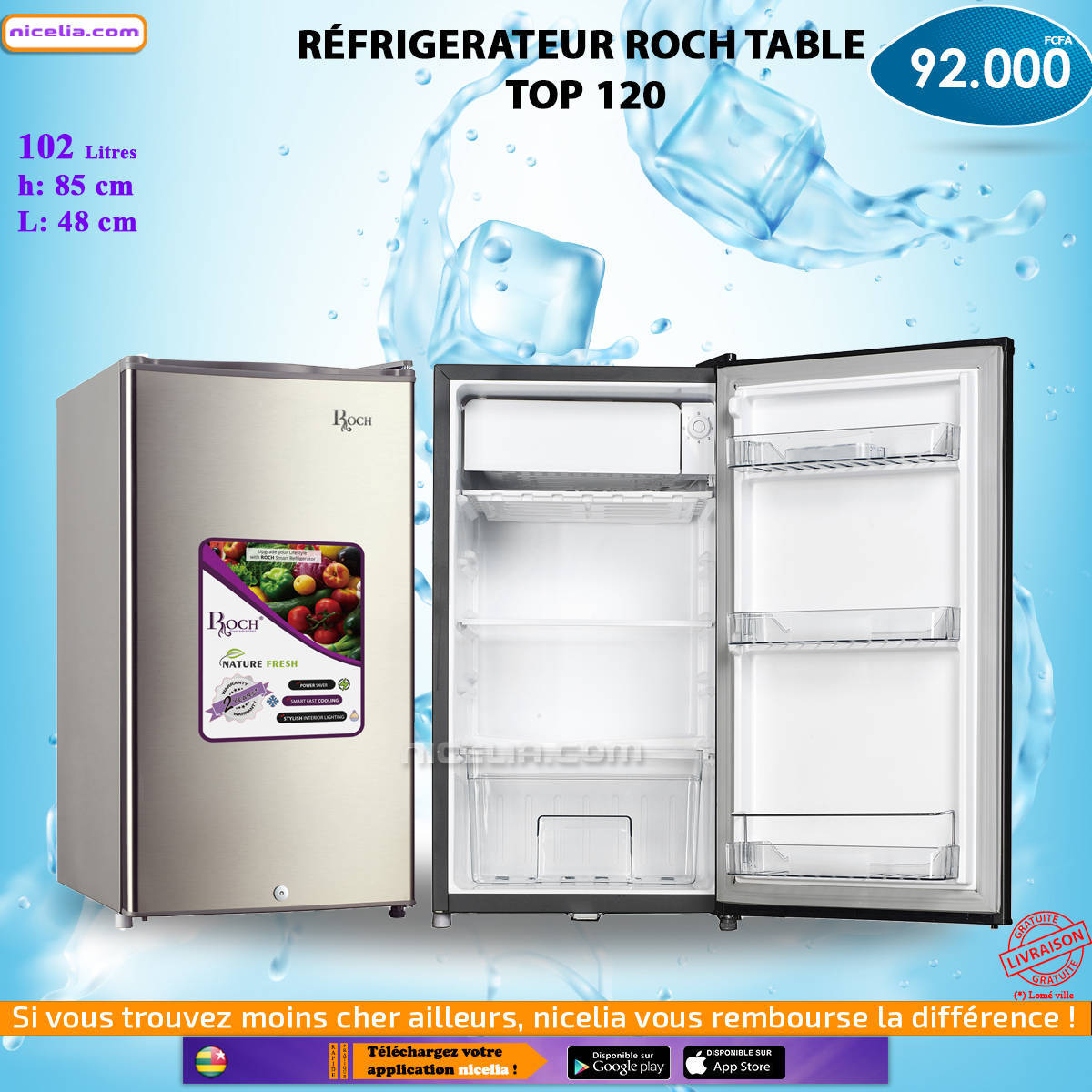 Réfrigérateur roch table top 120
