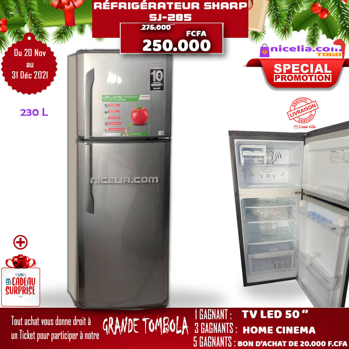 Réfrigérateur sharp sj 285