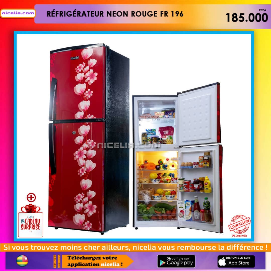 Réfrigérateur néon rouge frf 196