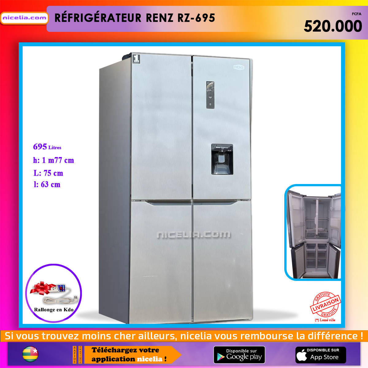 Réfrigérateur renz rz 695