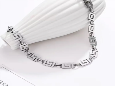 ✨ Collier homme style Grec-acier titane brillant ✨