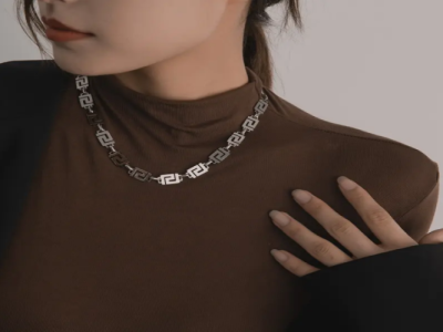 ✨ Collier homme style Grec-acier titane brillant ✨