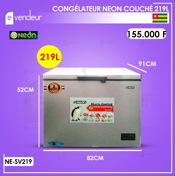 CONGÉLATEUR NEON COUCHÉ 219Litres