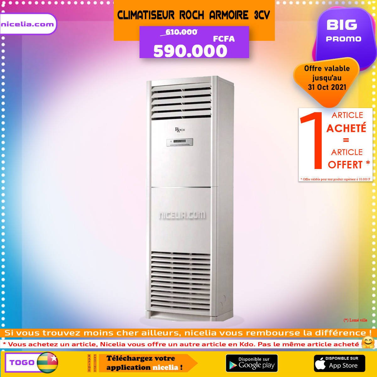 Climatiseur roch armoire 3cv