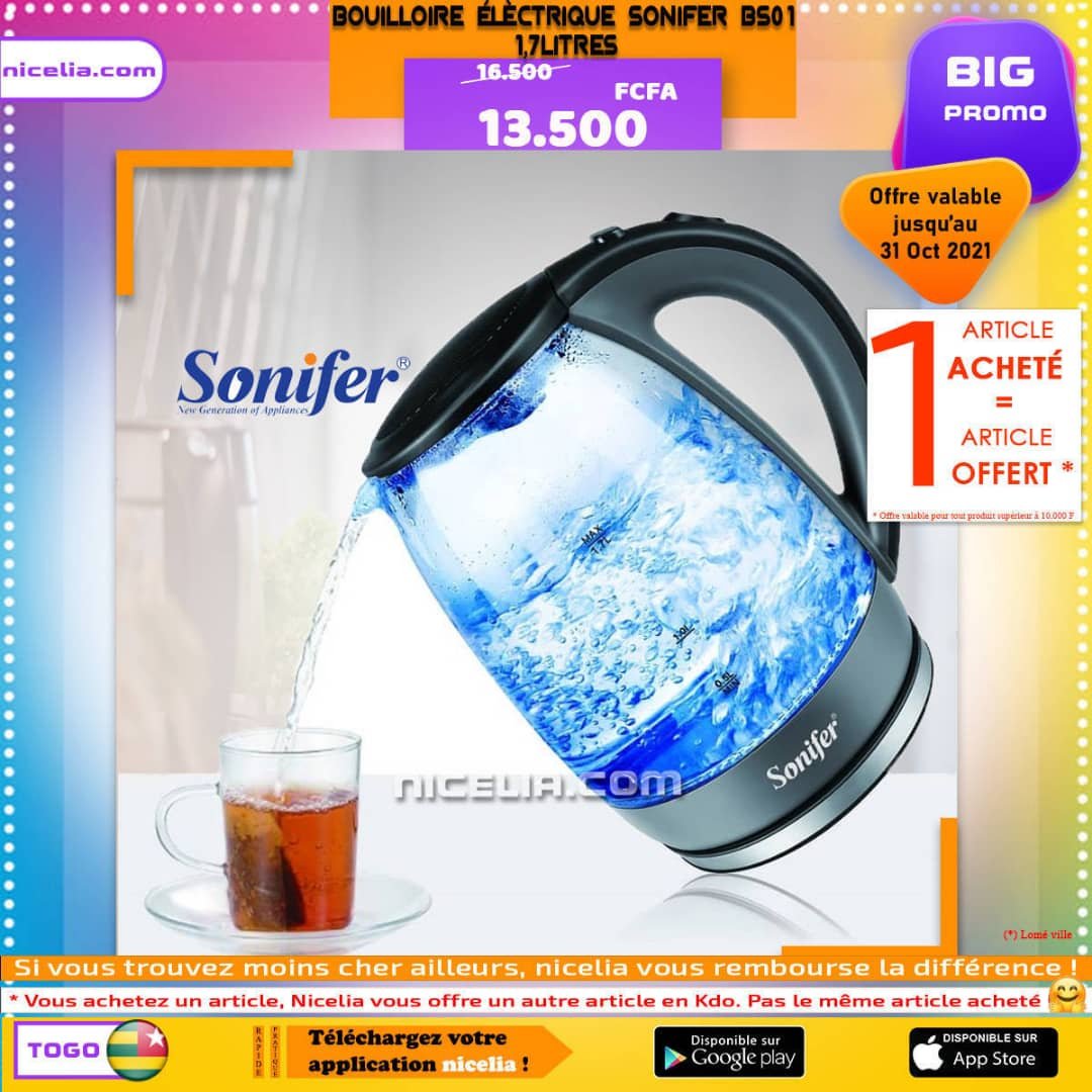 Bouilloire électrique sonifer 1,7litre
