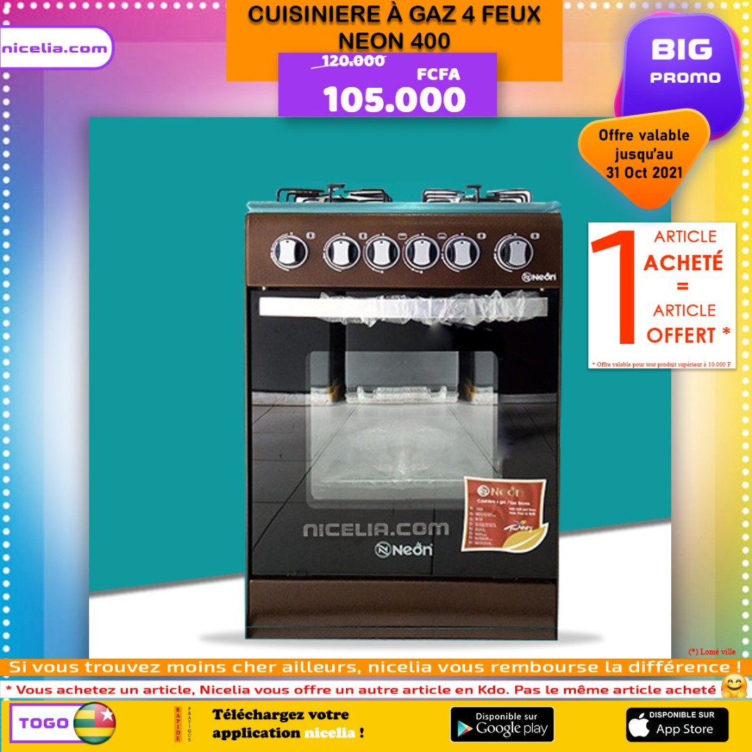 Cuisinière a gaz 4 feux neon