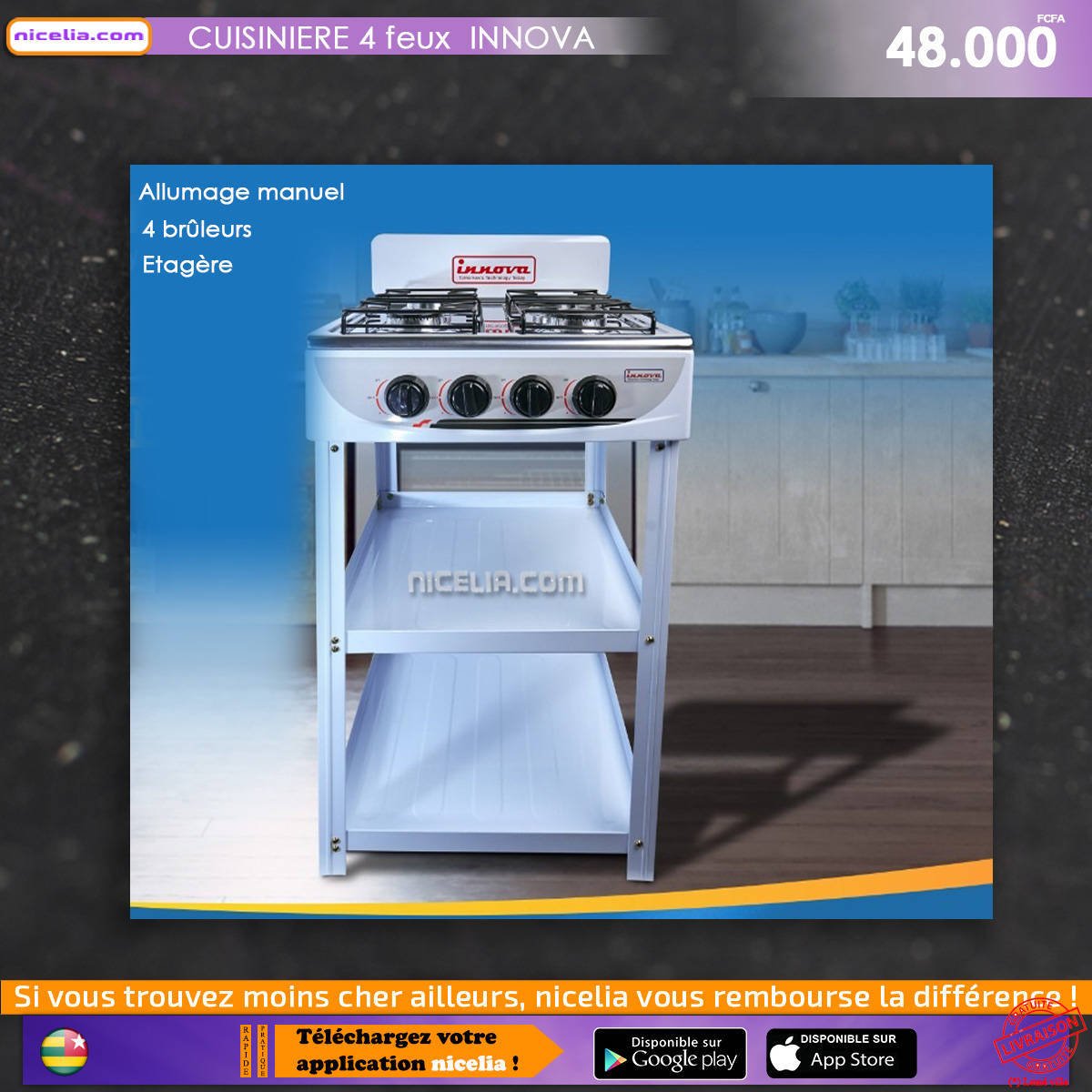 Cuisinière 4 feux INOVA