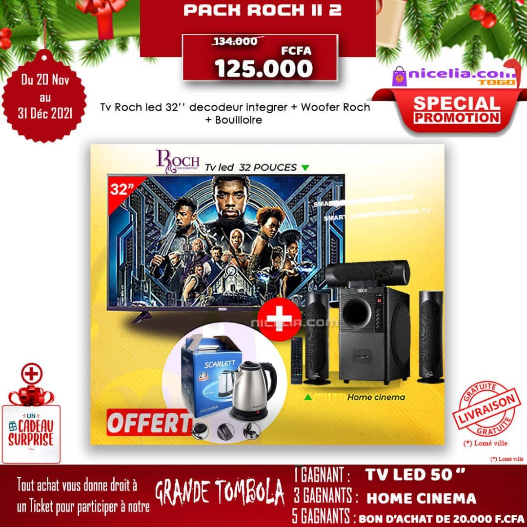 TV roch led 32 décodeur intégrer+ woffer roch +bouilloire