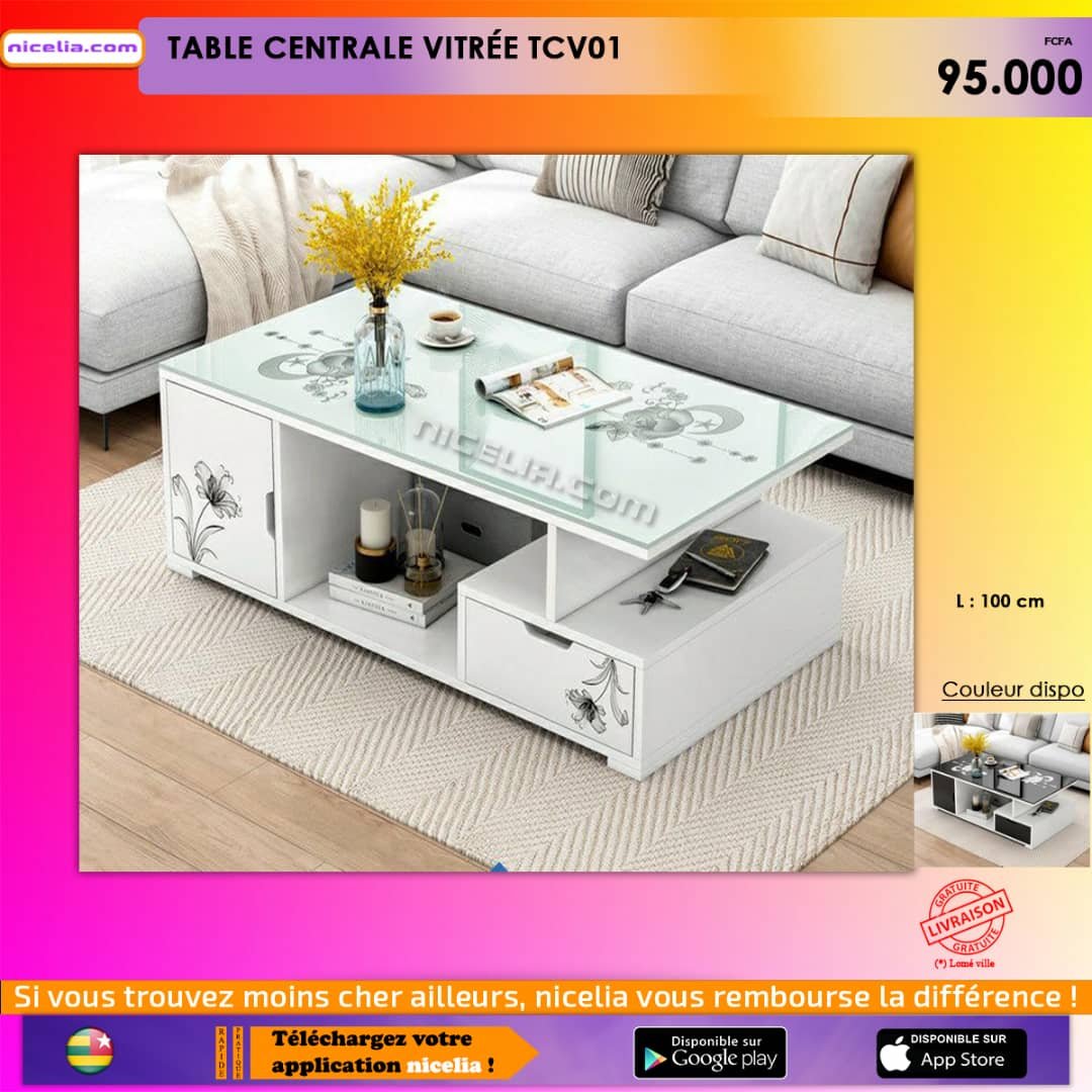 Table centrale vitré vtc
