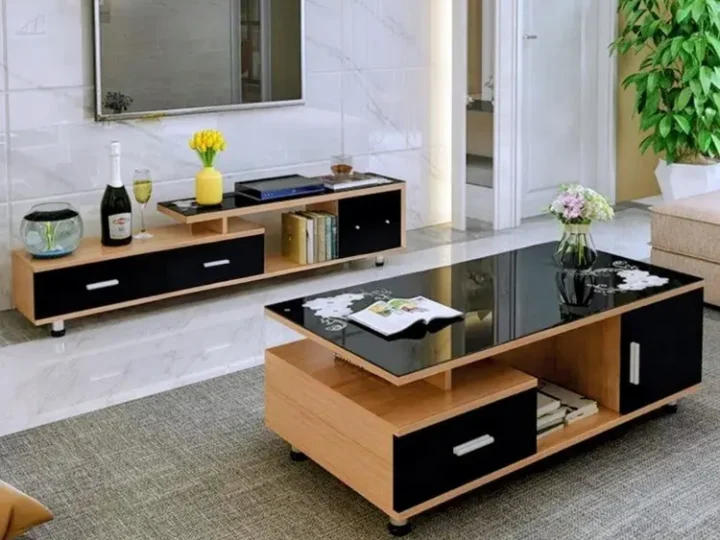 ENSEMBLE TABLE CENTRALE ET TABLE TV